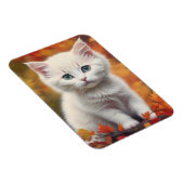 Weißes Kitten Herbstleaves Portrait Magnet (Rechte Seite)