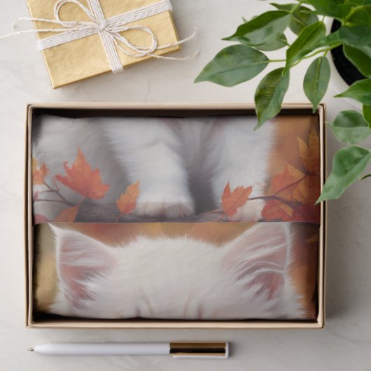 Weißes Kitten Herbstportrait Seidenpapier (Geschenk)
