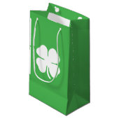 Weißes Kleeblatt Kleine Geschenktüte (Vorderseite Schrägansicht)