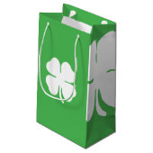 Weißes Kleeblatt Kleine Geschenktüte (Rückseite Schrägansicht)