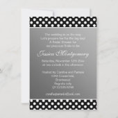 Weißes Kleid auf Grau, Polkapunkt Brautparty Einladung (Rückseite)
