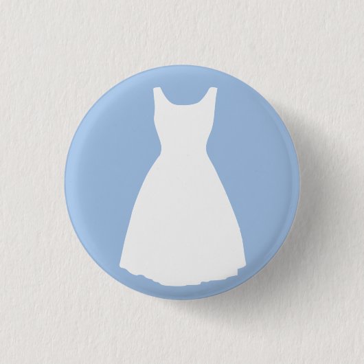 Weißes Kleid auf hellblauem Knopf Button (Vorderseite)