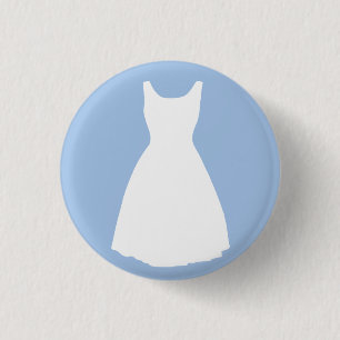 Weißes Kleid auf hellblauem Knopf Button