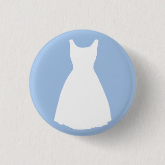 Weißes Kleid auf hellblauem Knopf Button
