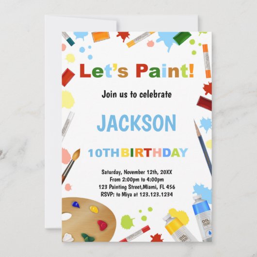 Weißes Kleid für Mess Paint Einladungen (Vorderseite)