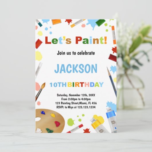 Weißes Kleid für Mess Paint Einladungen (Stehend Vorderseite)