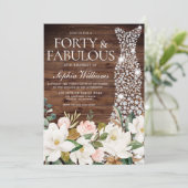 Weißes Kleid Rosa Weiß Rustikal 40. Geburtstag Einladung (Stehend Vorderseite)