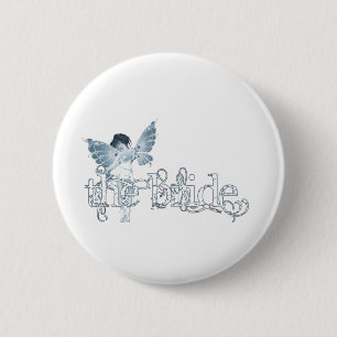 Weißes Kleiderfeenhaftes Blau - die Braut Button