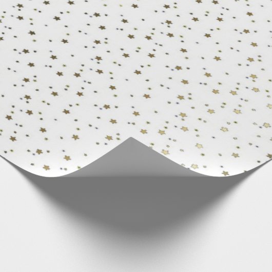 Weißes kleines goldenes Stern-Packpapier Geschenkpapier (Ecke)