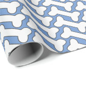 weißes Knochenmuster auf blauem Zoll Geschenkpapier (Rolleneckpunkt)