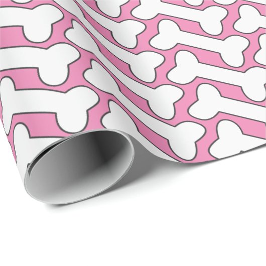 Weißes Knochenmuster auf rosa Farbe Geschenkpapier (Rolleneckpunkt)