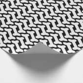 Weißes Knochenmuster auf schwarzen, benutzerdefini Geschenkpapier (Ecke)
