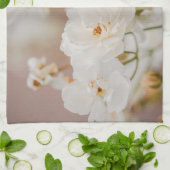 Weißes Korbin-Rose Botanisches Naturfotografie Geschirrtuch (Gefaltet)