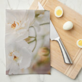 Weißes Korbin-Rose Botanisches Naturfotografie Geschirrtuch (Viertel Falte)