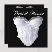 Weißes Korsett-Brautparty - Farbhintergrund Einladung (Vorne/Hinten)