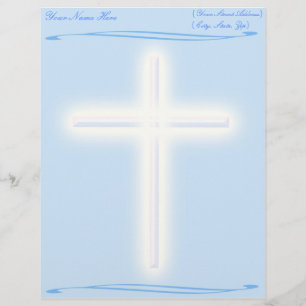 Weißes Kreuz auf blauem Briefkopf