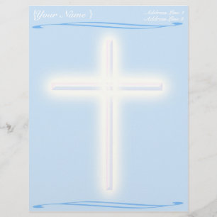 Weißes Kreuz auf blauem Briefkopf