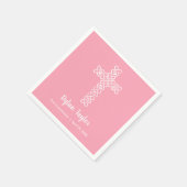 Weißes Kreuz auf rosa religiös Serviette (Ecke)