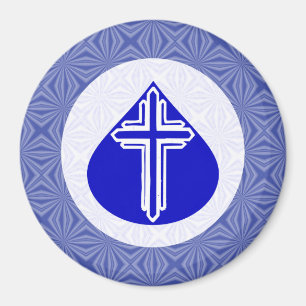 Weißes Kreuz Blau Träne Blau Weiß Schlängellinie Magnet