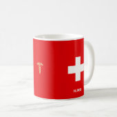 Weißes Kreuz, Goldener Caduceus und Krankenschwest Kaffeetasse (VorderseiteRechts)