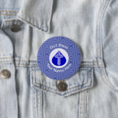 Weißes Kreuz in blauem Teardrop auf Personalisiert Button (Beispiel)