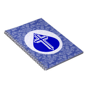 Weißes Kreuz in blauer Träne Notizblock