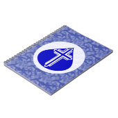 Weißes Kreuz in Blue Teardrop Notizblock (Linke Seite)