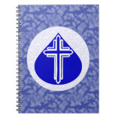 Weißes Kreuz in Blue Teardrop Notizblock (Vorderseite)