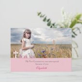 Weißes Kreuz, Rosa Danke Kommunion Foto (Stehend Vorderseite)