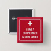 Weißes Kreuz-Rotes komprimiertes Immunsystem Button (Vorne & Hinten)