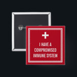 Weißes Kreuz-Rotes komprimiertes Immunsystem Button<br><div class="desc">Ein Knopf für das immunokompromittierte in rot mit einem weißen Kreuz.</div>