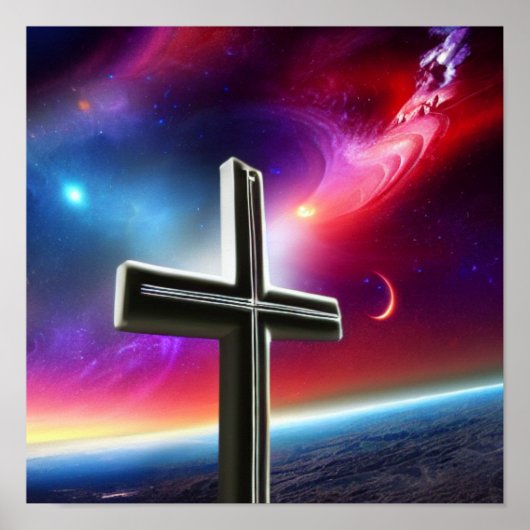 Weißes Kreuz über dem Blue Water Poster (Vorne)