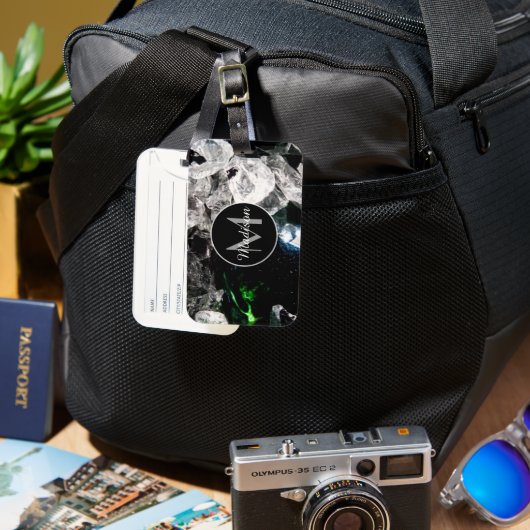 Weißes Kristall im Schwarzen Weltraum Monogramm Gepäckanhänger (Vorderseite & Rückseite)