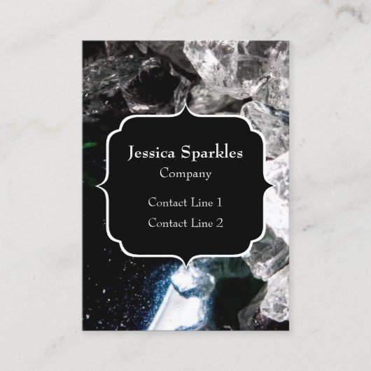 Weißes Kristall im Schwarzen Weltraum Monogramm Visitenkarte (Vorderseite)