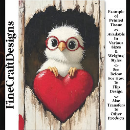 Weißes Küken, rote Brille und rotes Herz BY5 Decou Seidenpapier