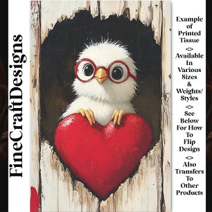 Weißes Küken, rote Brille und rotes Herz BY5 Decou Seidenpapier