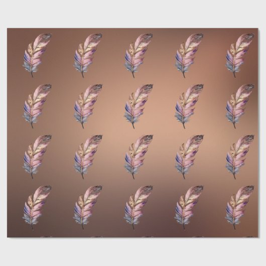 Weißes Kupfer gefärbtes Papier Rosa und Blau Feder Geschenkpapier (Flach)