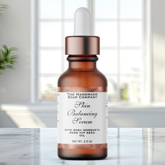 Weißes & Kupferfolie Kosmetik-Tropfflaschen-Etiket Adressaufkleber