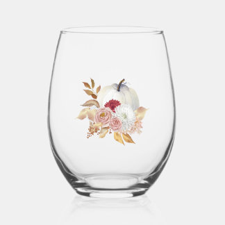 Weißes Kürbis Blumenmuster Edelstahlglas Weinglas Ohne Stiel
