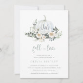 Weißes Kürbiskürbis Brautparty Einladung (Vorderseite)