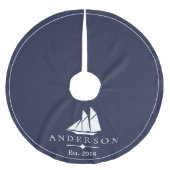 Weißes Küstensegelboot | personalisiert Polyester Weihnachtsbaumdecke (Vorderseite)