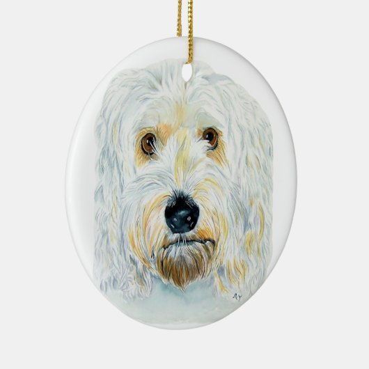 Weißes Labradoodle Keramikornament (Rechts)