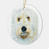 Weißes Labradoodle Keramikornament (Links)