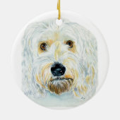 Weißes Labradoodle Keramikornament (Hinten)