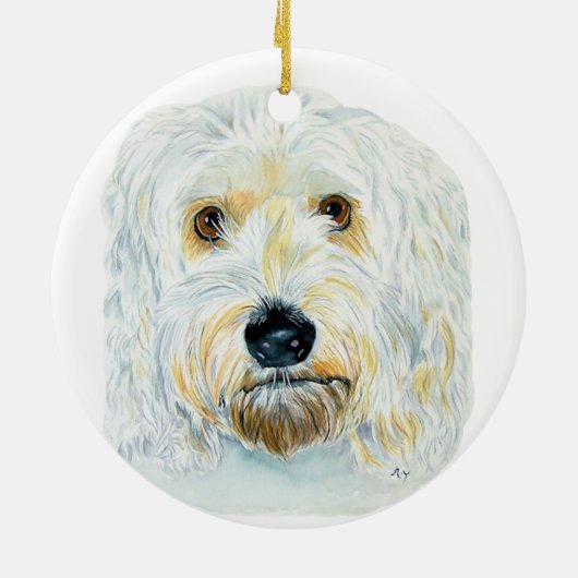 Weißes Labradoodle Keramikornament (Hinten)