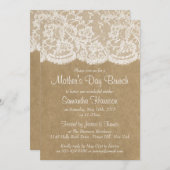 Weißes Lace auf dem Brunch der rustikalen Kraft-Mu Einladung (Vorne/Hinten)