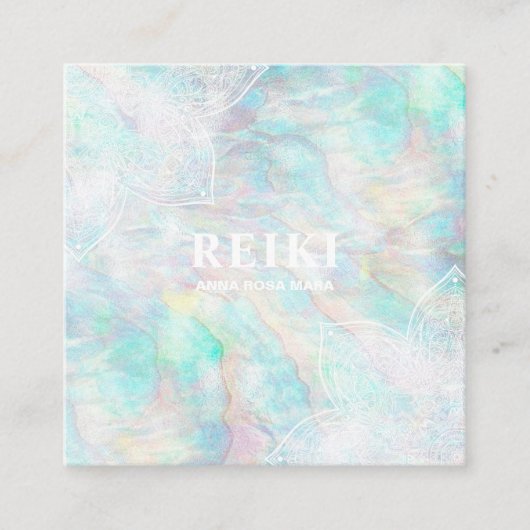 *~* weißes Lacey Mandala-Pastellrosa-Gelb-Blau Quadratische Visitenkarte (Vorderseite)
