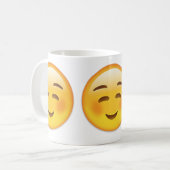 Weißes lächelndes Gesicht Emoji Kaffeetasse (Vorderseite Links)