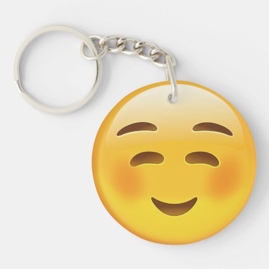 Weißes lächelndes Gesicht Emoji Schlüsselanhänger (Vorderseite)