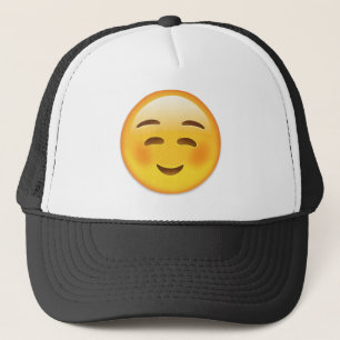 Weißes lächelndes Gesicht Emoji Truckerkappe